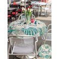 thumbnail image 6 of Outdoor Tablecloth with Umbrella Hole Zipper Green Beach Coastal Round Tablecloth 54" Waterproof Outside Table Cloth Summer Starfish Shell Coral Patio Table Cover Tablecloths for Picnic Party, 6 of 8