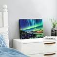 thumbnail image 3 of Fenyluxe Aurora Borealis Ocean Rocks Wall Decor Canvas Print for Home Art Modern Decor - Ready To Hang Room Decor 20x16in, 3 of 6