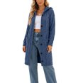 thumbnail image 3 of JUUNthy Womens Cable Knit Cardigan, Button Front Hooded Long Sleeve Casual Fall Winter Sweater Coat Gray 4XL, 3 of 13