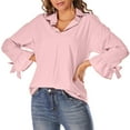thumbnail image 2 of Women's Basic Button Down Shirts Collared Long Sleeve Plus Size Simple Stretch Formal Solid Casual Work Blouse Tee, 2 of 6