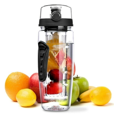 32 OZ Sport Fruit Infuser Water Bottle, Flip Top Lid & Dual Anti-Slip Grips, Ideal for Your Office and