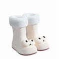 thumbnail image 2 of Womens & Girls 3D Big Eye Mid Calf Rain Boots Vertical Rib Chunky Sole Non Slip Waterproof PVC Wellies for Cold Weather Park Rainy Outdoor Play White 30, 2 of 8