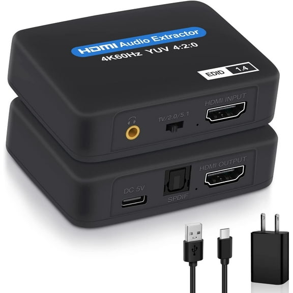 HDMI Audio Extractor - 4K@60Hz HDMI   Toslink   3.5mm for Xbox/Laptop