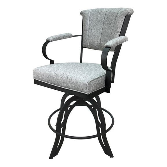 Tobias Designs Counter 26"H Fabric/Metal Bar Stools on A Base in Slate Gray