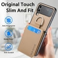 thumbnail image 2 of Feishell Lychee Texture PU Leather Phone Case for Samsung Galaxy Z Flip4,with Finger Ring & Card Slots,Drop Protection Magnetic Clasp Kickstand Wallet Phone Case,Khaki, 2 of 16