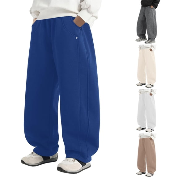 WAYUTE Boys Sweatpants Solid Color Elastic Waisted Joggers Cotton Loose Comfort Athletic Workout Pants for Kids Child Casual Outdoor,12-13 Y,Navy