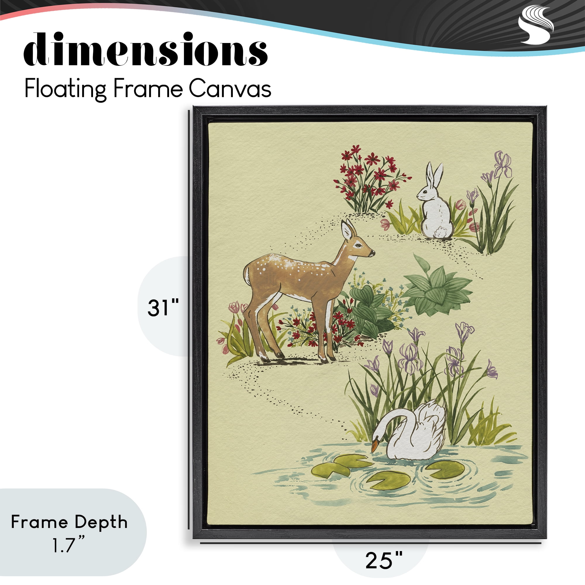 Stupell Industries Peaceful Spring Animals Black Framed Floater Canvas Wall Art, design by Grace Popp