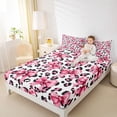 thumbnail image 4 of Feelyou Kawaii Bowknot Kid Queen Sheet Sets, Pink Cheetah Leopard Print Bed Set, 4pcs, 4 of 7