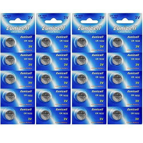 Eunicell Batteries CR1632 Lithium Blister 3V 3 Volts (20 pcs)