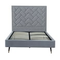 thumbnail image 4 of JERFIT Mid-Century Modern Velvet Upholstered Full Bed Frame with Headboard, Gray, 4 of 5