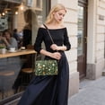 thumbnail image 5 of FORMRS Women Crossbody Purse with Chain Strap Vegan Leather Shoulder Handbag, Green Flowers Pattern, 5 of 7
