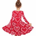 thumbnail image 5 of Girls' Red Heart Print Dress - Long Sleeve Soft Stretch, Cute Valentine's Day Outfit, Sizes 4-14 Years,Size 9-10 T, 5 of 7