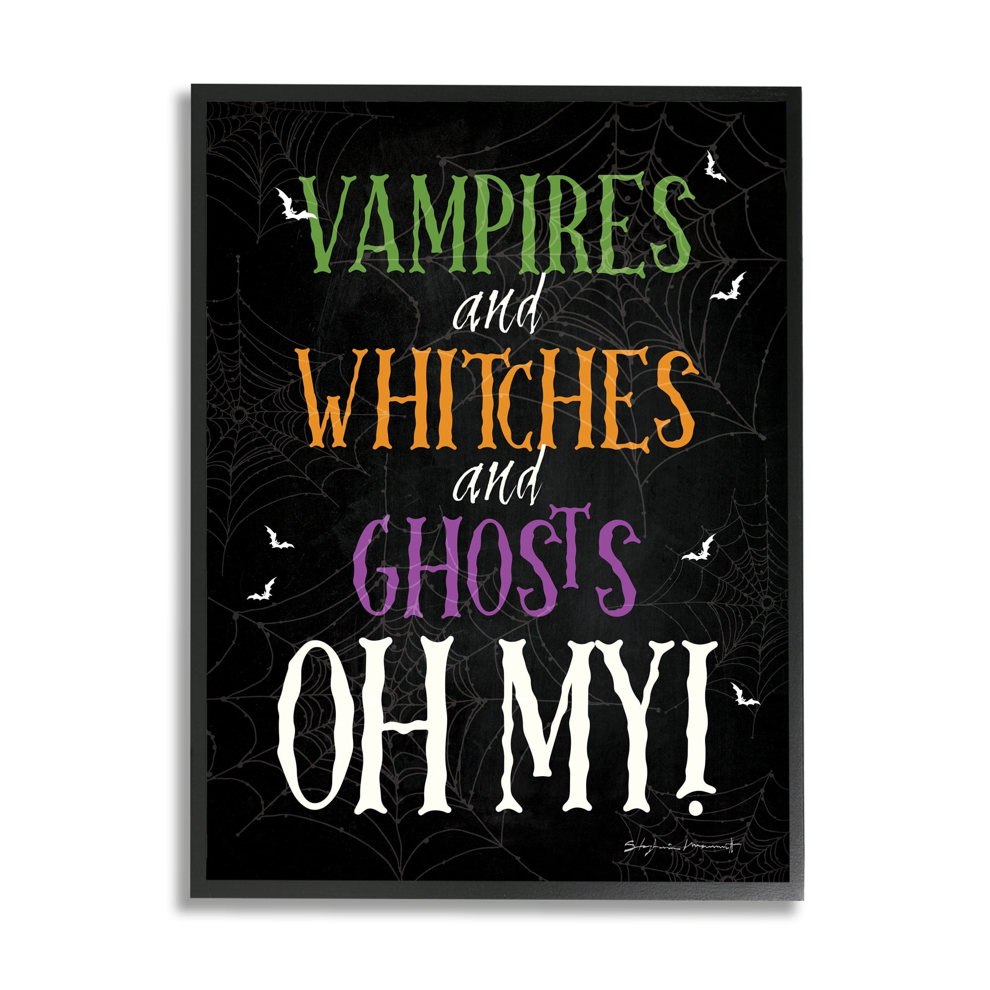 Stupell Industries Vampires Witches Ghosts Phrase Holiday Painting White Framed Art Print Wall Art
