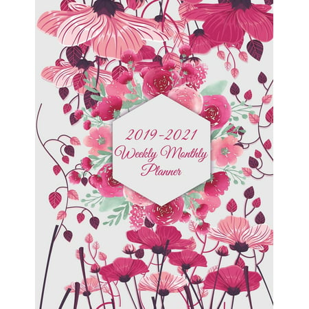 2019-2021 Weekly Monthly Planner : Beautiful Pink Floral, Three Year Academic 2019-2020 Calendar (Best Mid Year Planner)
