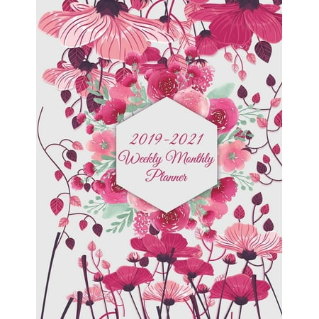 September Monthly Idea Book - 2019-2021 Weekly Monthly Planner : Beautiful Pink Floral, Three Year Academic 2019-2020 Calendar Book