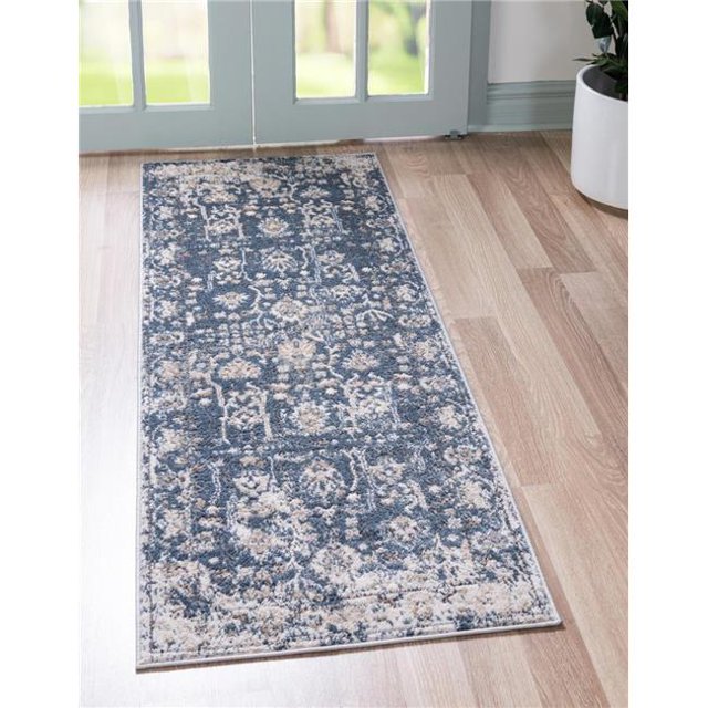 Unique Loom 3147238 2 Pi 2 Po x 12 Pi Tapis de Course Portland Central&44; Bleu