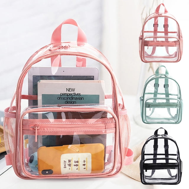Xihbxyly Mochila de Pvc Transparente, Diseño de Gran Capacidad, Homologada para Estadios, Correas de Hombro Ajustables, Fácil de Limpiar, Ideal para La Playa, Escuela, Viajes, Disponible En Negro, Ro