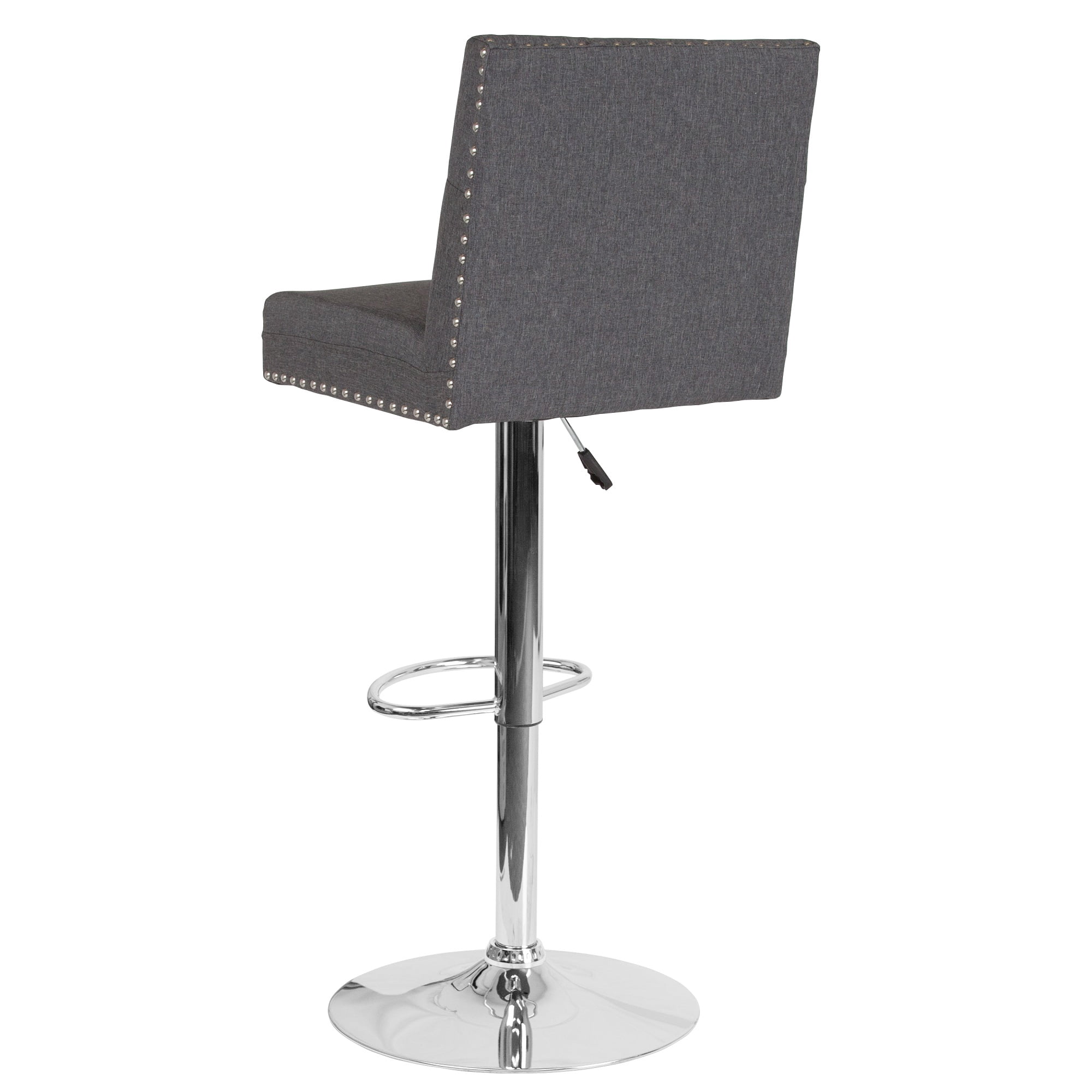 465 Gray Fabric Tufted Back Swivel Adjustable Height Bar Stool With Chrome Base Walmartcom Walmartcom
