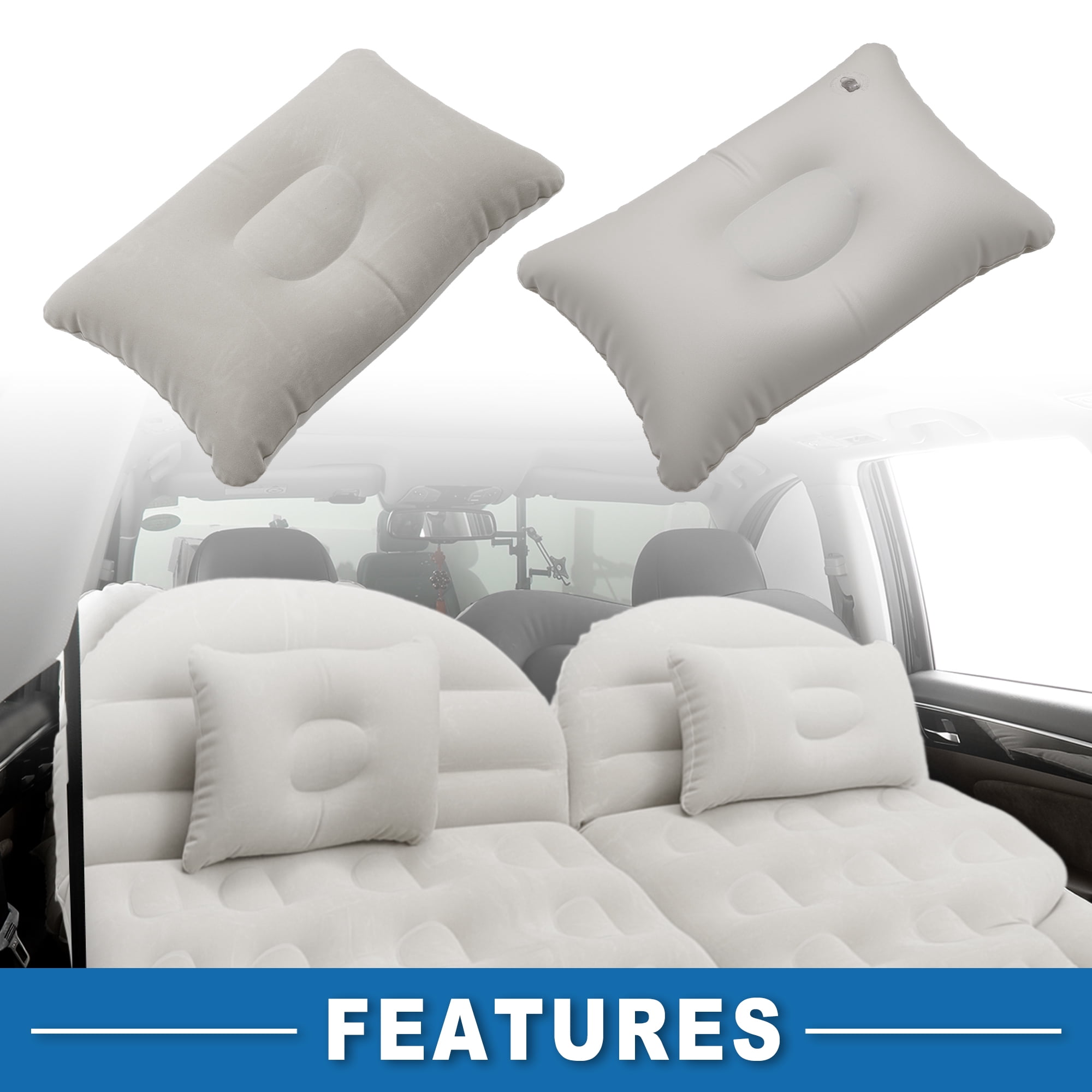 Unique Bargains 1 Set Car Air Mattress Camping Mattress Comfortable Backseat Bed Mat Air Bed for Napping Travel Gray