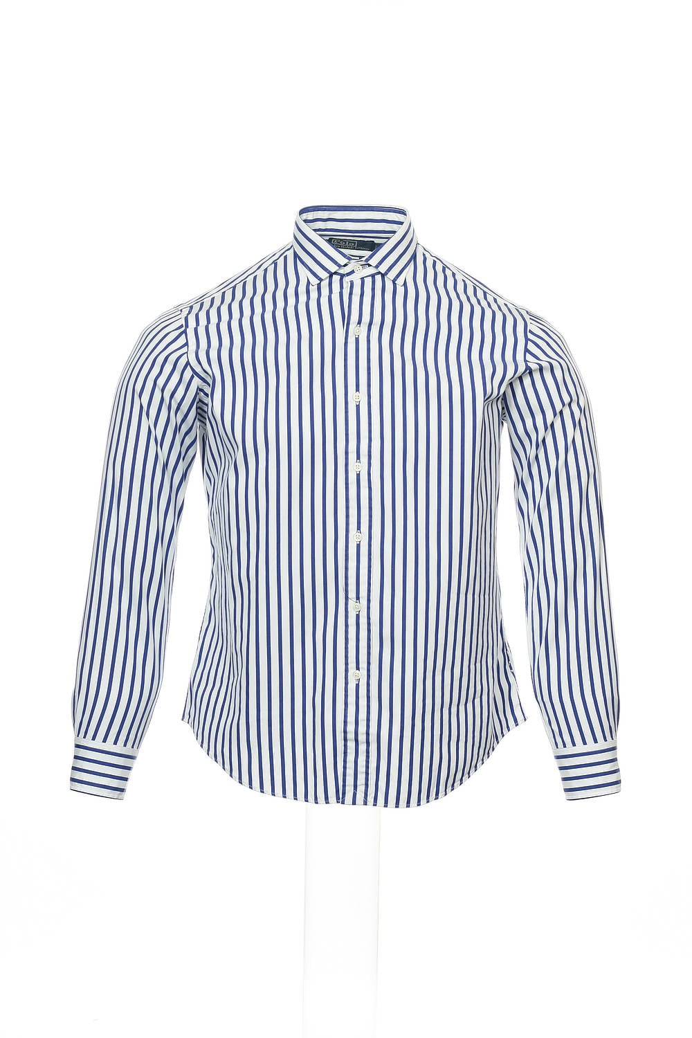 striped button down polo