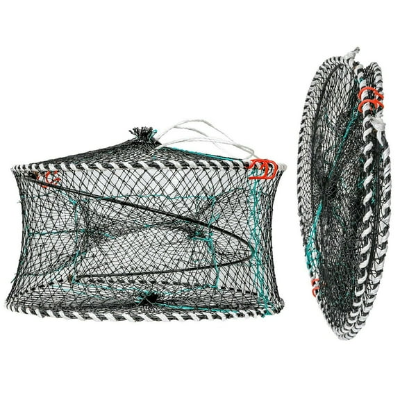 SPRING PARK Foldable Fishing Net, Portable Crawfish Traps Folding Fish Net Cage Lobster Crayfish Crab Shrimp Fish Trap Shrimp Cast Mesh Trap Fishing Equipment