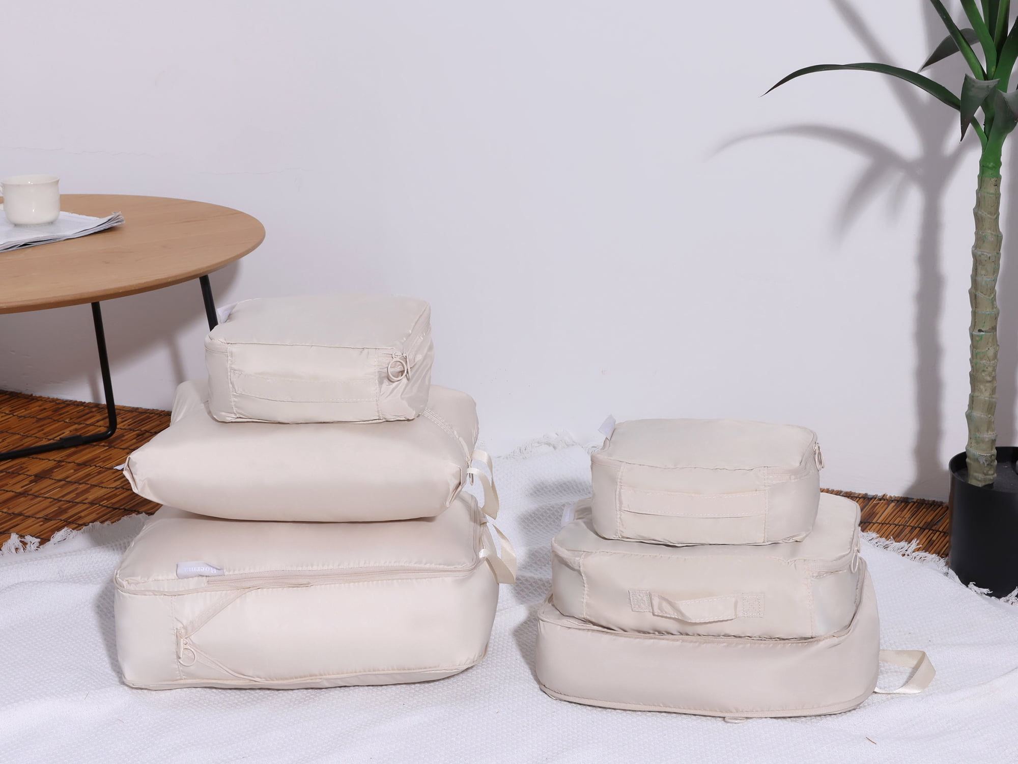 Unique Bargains 6 Set Travel Bag Toiletry Bag Lightweight Travel Accessories Beige