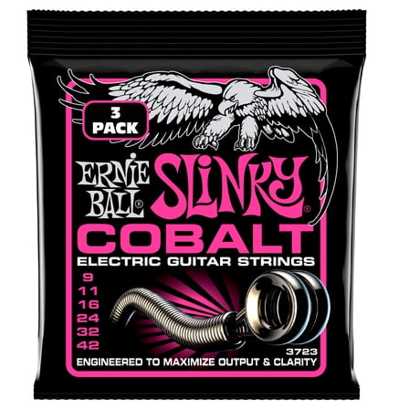 Ernie Ball Super Slinky Cobalt Electric Guitar Strings, 9-42 Gauge, 3 Pack