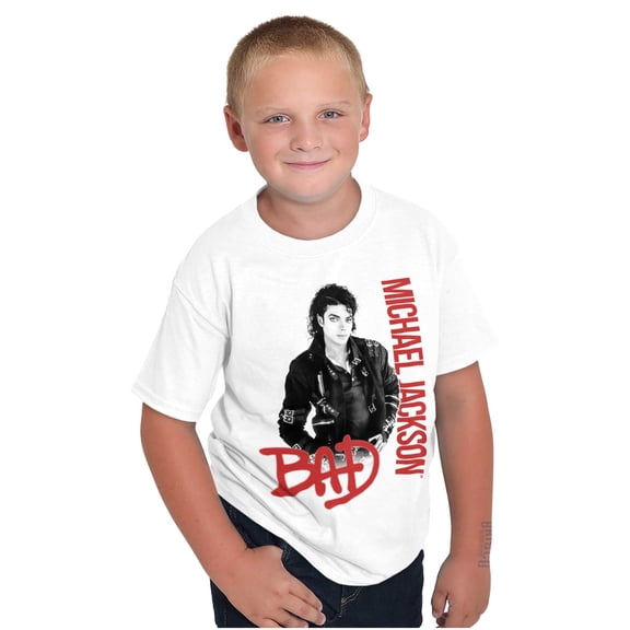 Michael Jackson Bad Music Album Cover Crewneck T Shirts Boy Girl Teen Brisco Brands XS