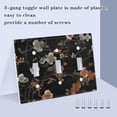 thumbnail image 3 of Yayeee Toggle Light Switch Wall Plate 2-Gang 4.56"x4.48" Decorative Outlet Cover, Black Flowers, 3 of 7