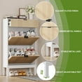 thumbnail image 4 of Slim Entryway Shoe Storage Cabinet with 2 Flip Drawers & Top Drawer, Farmhouse Fluted Wooden Shoe Rack with Metal Legs, 4 of 7