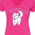 thumbnail image 4 of Inktastic I'm Purrdy Cute White Kitty Cat Women's V-Neck T-Shirt, 4 of 5