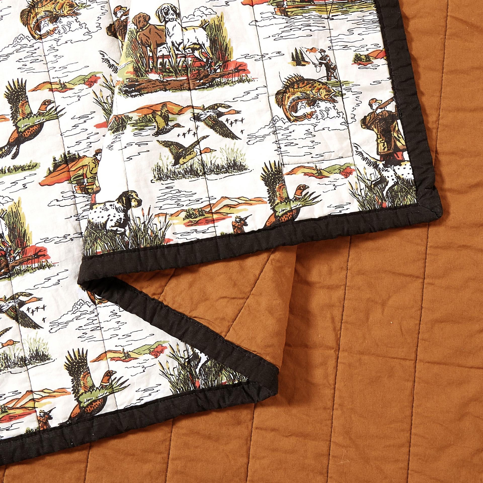 Camp Wandawega Sportsmen's Reversible Rustic Cabin/Lodge 2-Piece Quilt Set, Twin Size