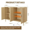 thumbnail image 2 of Buffet Cabinet with Charging Station, 47.4" Farmhouse Sideboard with Rattan Doors and Adjustable Shelves for Kitchen, Living Room, and Hallway, 2 of 8