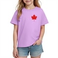 thumbnail image 2 of Zpanxa T-Shirts pour Tout-Petites Fille Imprimé Feuille d'Érable Manches Courtes Col Rond Haut Décontracté en Coton 7 Ans, 2 of 6
