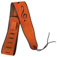 thumbnail image 3 of Tan Quality Wide Double Padded Suede Music Notes Leather Guitar Bass Strap, 3 of 14