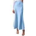 thumbnail image 6 of VONDA Women Fashion High Waist Ruffled Hem Baggy Skirt Solid Color Pleated Long Maxi Skirts, 6 of 9