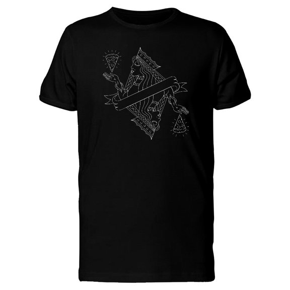 Queen Pizza White Outline Tee Men's -Image by Shutterstock