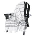 thumbnail image 3 of Authentic Hotel and Spa Authentic Grey Bold Stripe Pestemal Fouta Turkish Cotton Bath/ Beach Towel with Monogram Initial F, 3 of 5