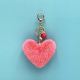 thumbnail image 3 of Women Heart Shaped Keychain Creative Fashion Pom Pom Key Ring Fluffy Car Charm, 3 of 10