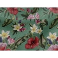 thumbnail image 4 of oneOone Viscose Jersey Dusty Teal Green Fabric Floral & Leaves Tropical Quilting Supplies Print Sewing Fabric By The Yard 60 Inch Wide, 4 of 5