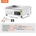 thumbnail image 6 of VEVOR Commercial Electric Griddle,1700W Countertop Flat Top Grill, 122℉-572 ℉ Adjustable Temp,17.72 x 11.81 x 0.39in Stainless Steel Griddle Grill with 2 Shovels and 2 Brushes for Home or Restaurant, 6 of 9