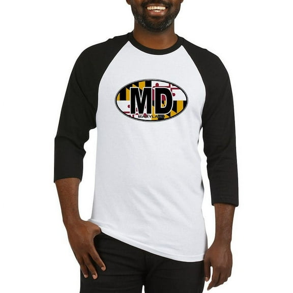 CafePress - Maryland MD Oval (W/Flag) Baseball Jersey - Cotton Baseball Jersey, 3/4 Raglan Sleeve Shirt