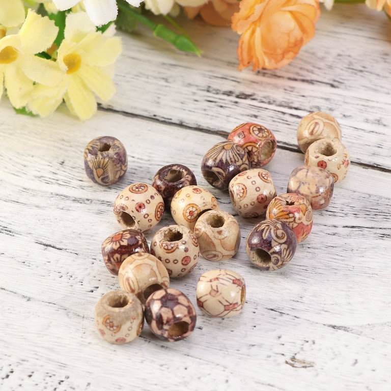 Large Hole Wooden Pony Beads for Macrame Jewelry Crafts 
