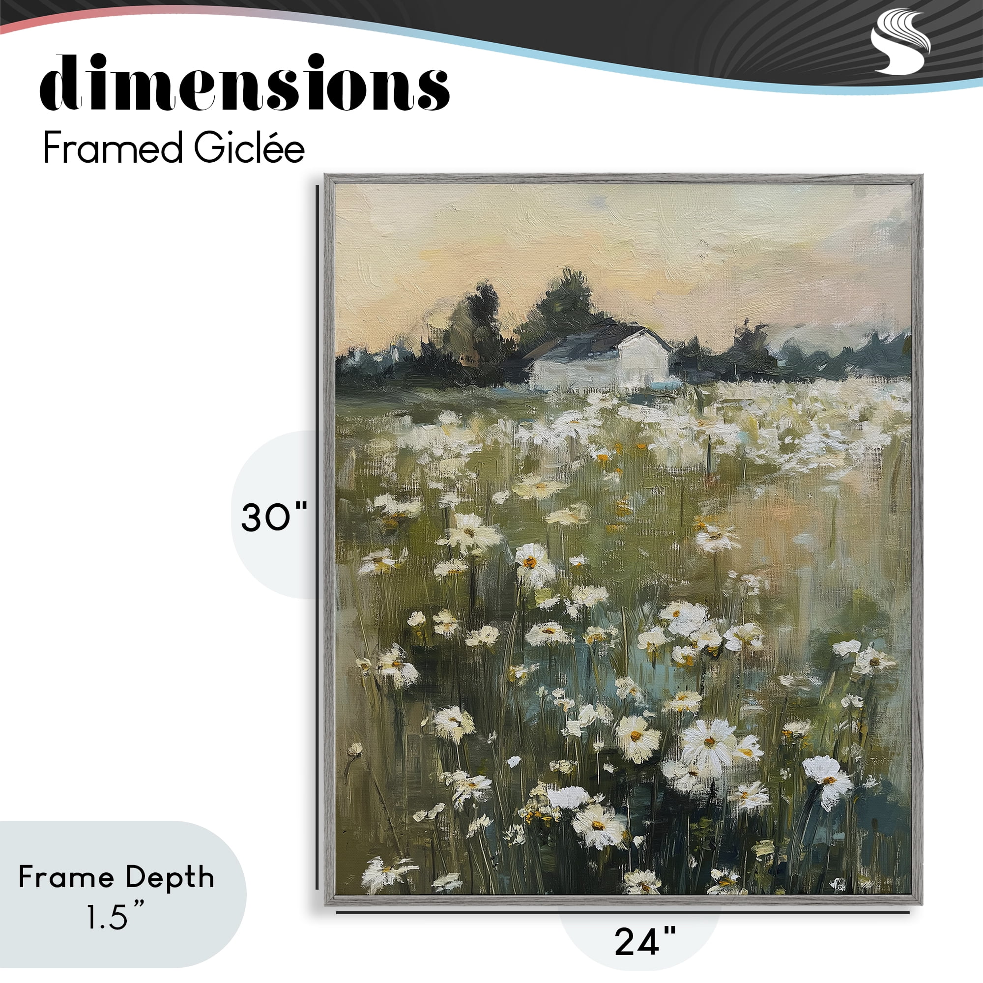 Stupell Industries Expressive Endless Daisies Gray Framed Giclee Art, design by Svetlana Aleynikova