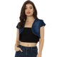 thumbnail image 1 of Cárdigan de mezclilla Allegra K Corto Casual para Mujer azul oscuro XL, 1 of 6