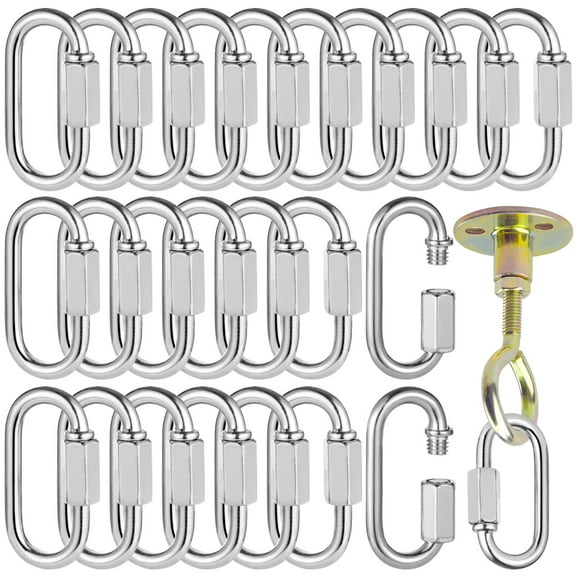 50 Pcs Heavy Duty Quick Links, 620 Lbs Capacity Galvanized Steel Chain Links, M6 Thread Safety Carabiners for Climbing, Gym,Swing, Rigging, Outdoor Use