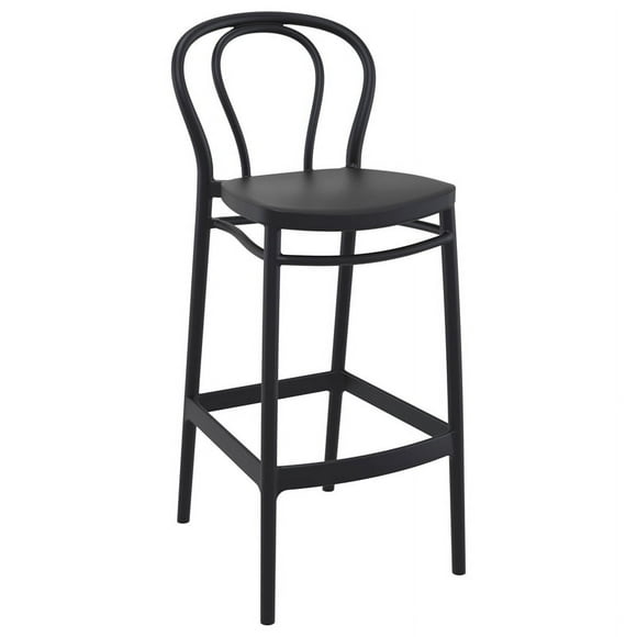 Compamia Victor Contemporary Resin Indoor Outdoor Bar Stool - Set of 1, Black