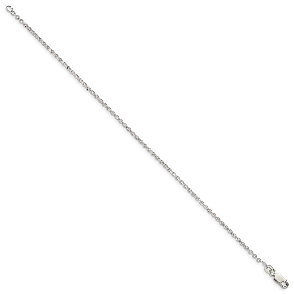 Finest Gold Sterling Silver 1.95 mm Cable Chain Anklet
