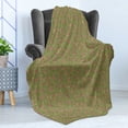 thumbnail image 4 of Fruit Soft Flannel Fleece Throw Blanket, Vintage Design Grape Bunches and Leaves Fresh Food Drawing, Cozy Plush for Indoor and Outdoor Use, 60" x 80", Green Brown, by Ambesonne, 4 of 5