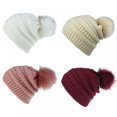 thumbnail image 5 of ZOELNIC Womens Winter Knitted Beanie Hat with Faux Fur Pom Warm Knit Skull Cap Beanie for Women, Gray, 5 of 5